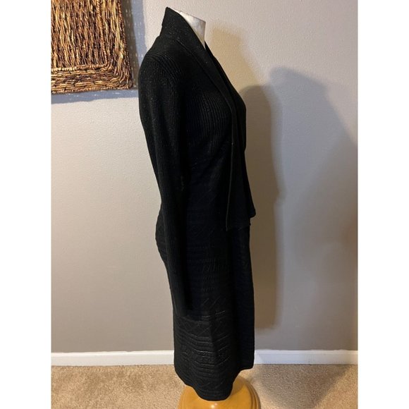 Julie Brown Long Cardigan Sweater Duster S Small Black Shimmer Washable NEW - Picture 6 of 15